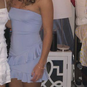Lovers + Friends Light Blue Strapless Mini Dress with Ruffles Size XS